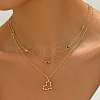 Elegant Hollow Brass Pave Cubic Zirconia Heart Pendant Double Layer Necklaces ZP2718-3-2