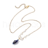 Summer Beach Handmade Porcelain Shell Shaped Pendant Brass & ABS Plastic Imitation Pearl Link Chain Necklaces NJEW-JN05272-5