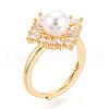 Brass Micro Pave Clear Cubic Zirconia Adjustable Ring Settings KK-T076-17G-5