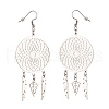 Tarnish Resistant 304 Stainless Steel Woven Net with Feather Dangle Earrings for Women EJEW-JE05005-1