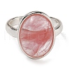 Cherry Quartz Glass Oval Adjustable Rings RJEW-K371-07S-22-3