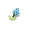 Glass Seed Beaded Flower Bud Pendants PALLOY-MZ00759-02-4