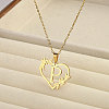201 Stainless Steel Flower Heart Initial Pendant Necklaces for Women FS-WG08285-14-1