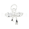 925 Sterling Silver Pave Clear Cubic Zirconia Bowknot Charms STER-S011-04S-1