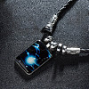 Luminous Alloy Glass Rectangle with Constellation Pendant Black Braided PU Leather Cord Necklaces WGCC9BA-11-1