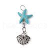 Starfish/Sea Stars Dyed Synthetic Turquoise & Alloy Shell Shape Pendants PALLOY-JF03957-01-4