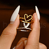 Irregular Double Heart 925 Sterling Silver Stackable Finger Rings for Women DW2837-1-3