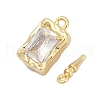 Brass Micro Pave Clear Cubic Zirconia Box Clasps KK-P291-40G-2