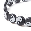 2Pcs 2 Color Acrylic Yin Yang Stretch Bracelets Set BJEW-JB09405-3