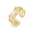 Brass Micro Pave Cubic Zirconia ABS Imitation Pearl Cuff Rings RJEW-D307-02G-B-2