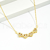 Brass Pave Clear Cubic Zirconia Four Heart Clover Magnetic Pendant Necklaces for Women SC7012-3