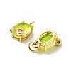 Oval Brass Micro Pave Cubic Zirconia Pendants KK-L237-020G-01-2