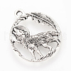 Tibetan Style Alloy Howling Wolf Pendants X-TIBEP-Q064-12AS-RS-1