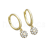 925 Sterling Silver Mirco Pave Cubic Zirconia Flower Hoop Earrings OO2534-1-1
