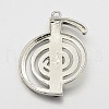 Platinum Plated Brass Gemstone Musical Note Pendants G-J264-03-4