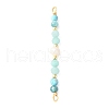 Faceted Round Natural Amazonite & Apatite & Potato Natural Cultured Freshwater Pearl Beaded Connector Charms PALLOY-JF03531-05-1