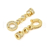 Brass Micro Pave Clear Cubic Zirconia Fold Over Clasps KK-H202-19G-2