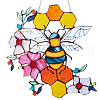 Honeycomb & Bees Stained Acrylic Window Hanger Panel HJEW-WH0069-29-1