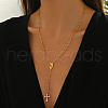 Stainless Steel Virgin Cross Pendant Rosary Bead Necklaces for Women PR5639-4