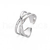 304 Stainless Steel Criss Cross Cuff Ring RJEW-N038-036P-3