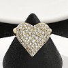 Heart Brass Micro Pave Cubic Zirconia Cuff Rings for Women RJEW-A069-12G-3