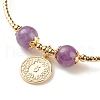 Brass Coin Charm Bracelet with Natural Amethyst BJEW-TA00116-02-3