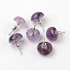 Half Round Dome Natural Amethyst Stud Earrings EJEW-L171-08-2