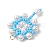 Handmade Glass Seed Beaded Flower Pendants PALLOY-MZ00498-01-4