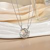 2Pcs Brass Pave Clear Zirconia Magnetic Couple Sun Moon Pendant Necklaces WG8E766-04-1