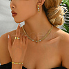 Retro Vintage Stainless Steel Cubic Zirconia Chain Bracelets & Earrings & Necklaces & Rings Sets for Women PB7445-4