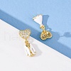 Brass Micro Pave Clear Cubic Zirconia Dangle Stud Earrings EJEW-D322-03G-02-3