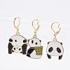  6Pcs 6 Style Panda & Bamboo Leaf Alloy Enamel Dangle Leverback Earrings for Women HJEW-NB0001-37-5