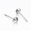 Tarnish Resistant 304 Stainless Steel Post Stud Earring Settings For Half Drilled Beads STAS-H376-93-2