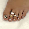 3Pcs 3 Styles Sun Flower Leaf Brass Pave Orange Cubic Zirconia Open Cuff Toe Ring Sets DX3714-1