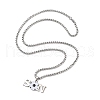 202 Stainless Steel Enamel Box Chain Sport Ball Pendant Necklaces for Men NJEW-K380-01B-01-2