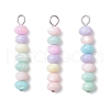 Macaron Color Dyed Natural Freshwater Shell Rondelle Beaded Pendants PALLOY-JF03706-02-1