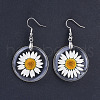 Alloy Resin Dried Flower Dangle Earrings X-EJEW-JE03142-1