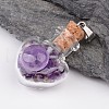 Heart Glass Bottle Gemstone Pendants PALLOY-JF00175-2