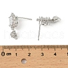 Oval Brass Micro Pave Clear Cubic Zirconia Stud Earring Findings KK-C107-07P-3
