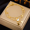 304 Stainless Steel Pave Natural White Shell Charm Double Layer Anklets FS-WGEF8AA-09-1