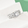 Brass Micro Pave Cubic Zirconia Adjustable Cuff Rings for Women RJEW-C129-04P-3