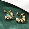 Nuggets 304 Stainless Steel Plastic Imitation Pearl Stud Earrings EJEW-M105-10G-4