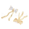 Bowknot Brass Pave Clear Cubic Zirconia Stud Earrings for Women EJEW-S216-02B-G-2