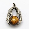 Vintage Natural Bezel Tiger Eye Pendants G-M038-03C-1