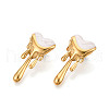 Heart 304 Stainless Steel Enamel Stud Earrings EJEW-T047-26G-B-1