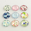 Half Round/Dome Floral Pattern Glass Flatback Cabochons for DIY Projects X-GGLA-Q037-12mm-M49-1