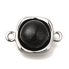 Brass Pave Black Glass Square Links Connector Charms KK-K388-20P-1