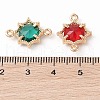 Brass Pave Glass Connector Charms KK-Z046-02G-3