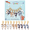  8Pcs 8 Style Alloy Enamel Cat Pendants Decoration HJEW-NB0001-50-1