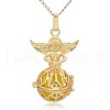 Golden Tone Brass Hollow Round Cage Pendants KK-J238-01G-1